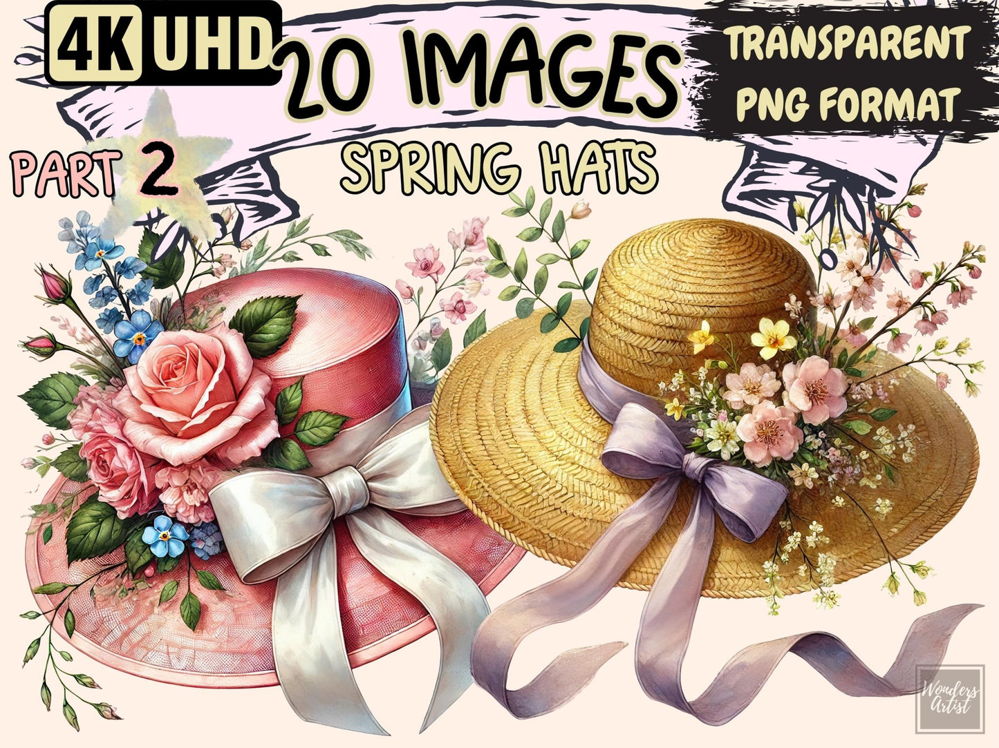 Spring Hats (P2) Clipart - High - Quality Instant Digital Download for Creative Projects