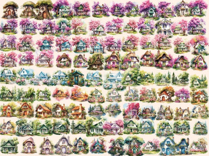 Spring Houses Watercolor Clipart cottage clipart - Wonders Artist