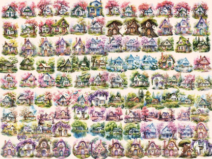 Spring Houses Watercolor Clipart cottage clipart - Wonders Artist