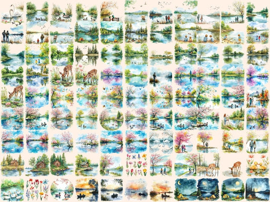 Spring Lakes Akvarell Clipart