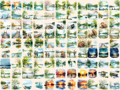 Spring Lakes Watercolor Clipart lake clipart - Wonders Artist