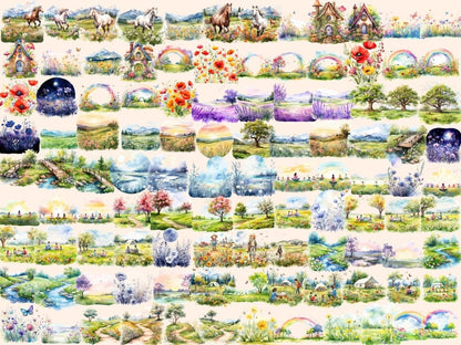 Spring Meadows Watercolor Clipart meadow clipart - Wonders Artist