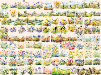 Spring Meadows Watercolor Clipart meadow clipart - Wonders Artist