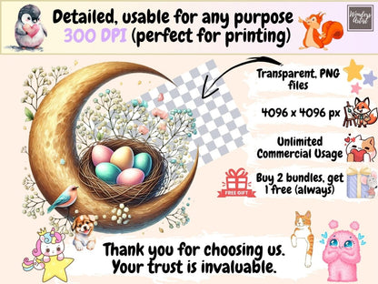 Spring Moons (P2) Clipart boho moon clipart - Wonders Artist