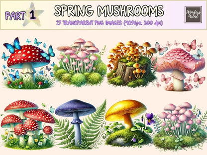 Spring Mushrooms Clipart botanical mushroom - Wonders Artist