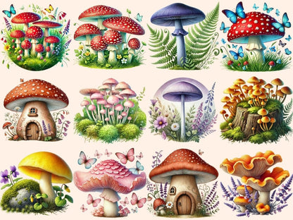 Spring Mushrooms Clipart botanical mushroom - Wonders Artist