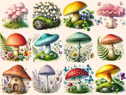 Spring Mushrooms Clipart botanical mushroom - Wonders Artist