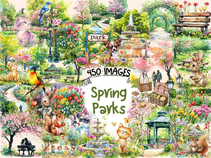 Spring Parks Watercolor Clipart park clipart - Wonders Artist