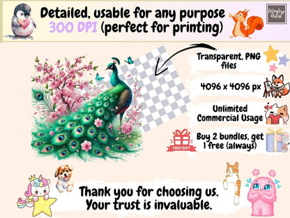 Spring Peacocks (P2) Clipart bird clipart - Wonders Artist