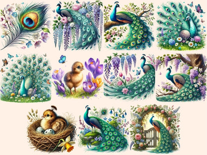 Spring Peacocks (P2) Clipart bird clipart - Wonders Artist