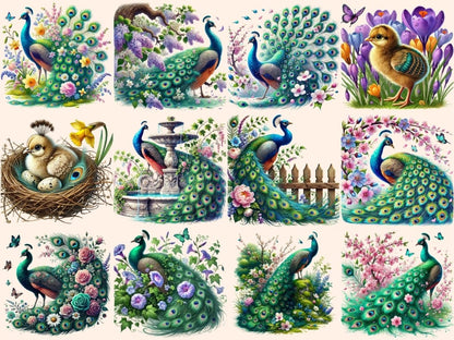 Spring Peacocks (P2) Clipart bird clipart - Wonders Artist
