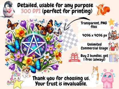 Spring Pentacles (P2) Clipart floral pentacles - Wonders Artist