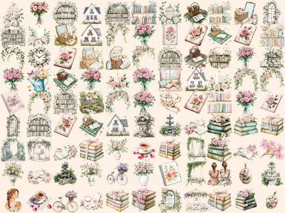 Spring Planner Watercolor Clipart cute planner icons - Wonders Artist