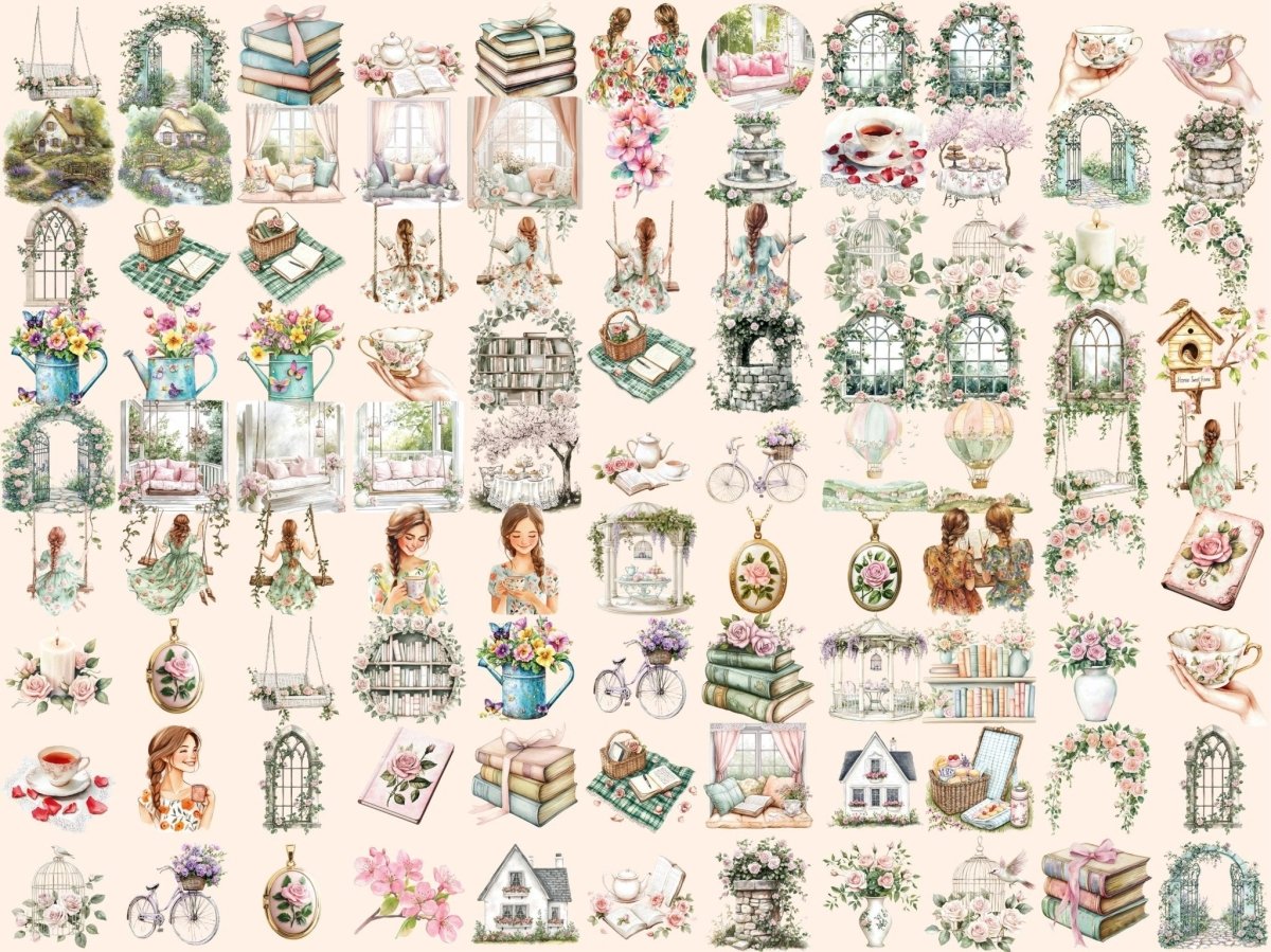 Spring Planner Watercolor Clipart cute planner icons - Wonders Artist