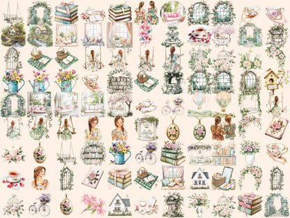 Spring Planner Watercolor Clipart cute planner icons - Wonders Artist