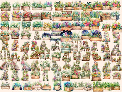 Spring Planters Watercolor Clipart floral clipart - Wonders Artist