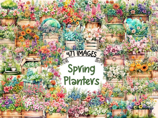 Spring Planters Watercolor Clipart floral clipart - Wonders Artist