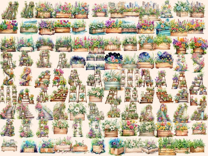 Spring Planters Watercolor Clipart floral clipart - Wonders Artist