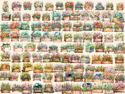 Spring Planters Watercolor Clipart floral clipart - Wonders Artist