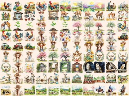 Spring Ranch Watercolor Clipart countryside clipart - Wonders Artist