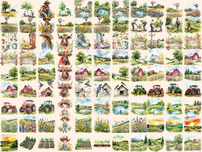 Spring Ranch Watercolor Clipart countryside clipart - Wonders Artist