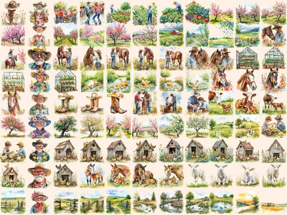 Spring Ranch Watercolor Clipart countryside clipart - Wonders Artist