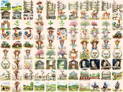 Spring Ranch Watercolor Clipart countryside clipart - Wonders Artist