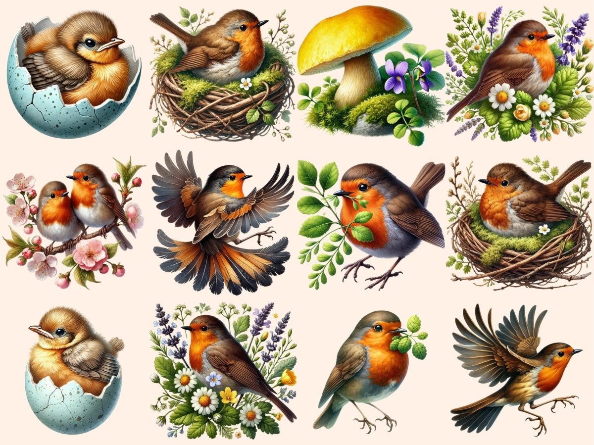 Spring Robins (P1) Clipart cute bird png - Wonders Artist