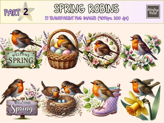 Spring Robins (P2) Clipart cute bird png - Wonders Artist