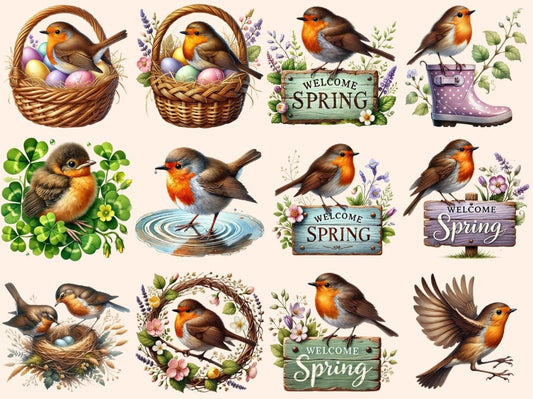 Spring Robins (P2) Clipart