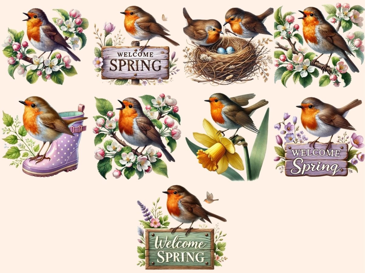 Spring Robins (P2) Clipart cute bird png - Wonders Artist