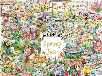 Spring Tea Watercolor Clipart spring clipart - Wonders Artist