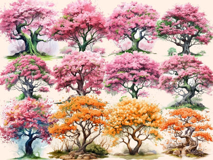 Spring Trees Watercolor Clipart blossom clipart - Wonders Artist