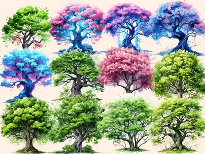Spring Trees Watercolor Clipart blossom clipart - Wonders Artist