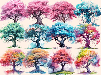 Spring Trees Watercolor Clipart blossom clipart - Wonders Artist