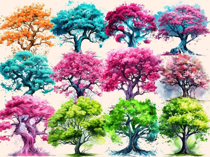Spring Trees Watercolor Clipart blossom clipart - Wonders Artist