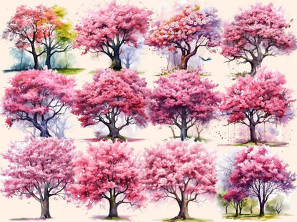 Spring Trees Watercolor Clipart blossom clipart - Wonders Artist