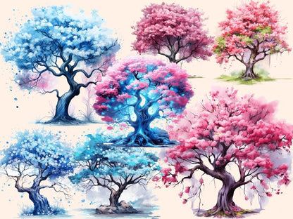 Spring Trees Watercolor Clipart blossom clipart - Wonders Artist