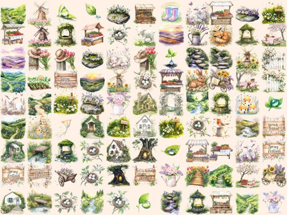 Spring Valley Watercolor Clipart blooming flowers png - Wonders Artist