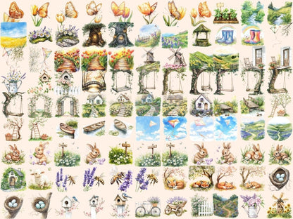 Spring Valley Watercolor Clipart blooming flowers png - Wonders Artist