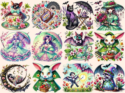 Spring Vampires Clipart cute vampire art fantasy vampire png floral vampire png - WondersArtist