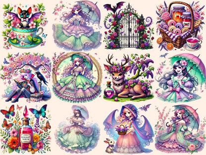 Spring Vampires Clipart cute vampire art fantasy vampire png floral vampire png - WondersArtist