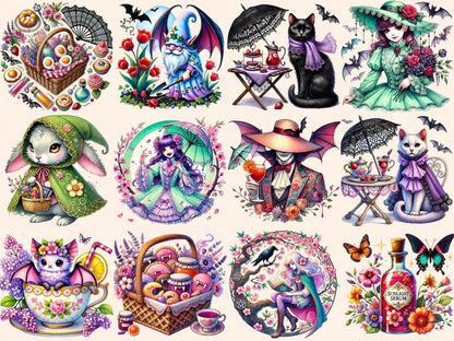 Spring Vampires Clipart cute vampire art fantasy vampire png floral vampire png - WondersArtist