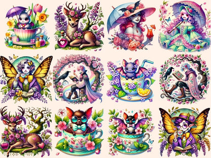 Spring Vampires Clipart cute vampire art fantasy vampire png floral vampire png - WondersArtist