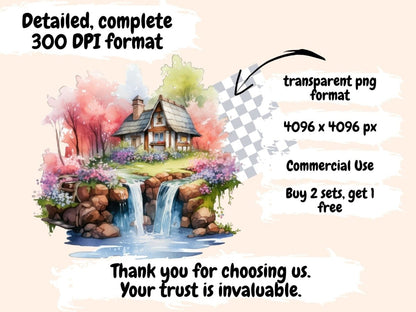 Spring Waterfalls Watercolor Clipart nature clipart - Wonders Artist