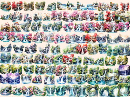 Spring Waterfalls Watercolor Clipart nature clipart - Wonders Artist