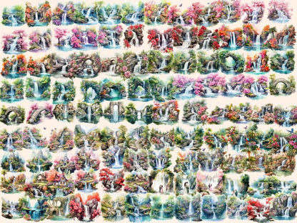 Spring Waterfalls Watercolor Clipart nature clipart - Wonders Artist