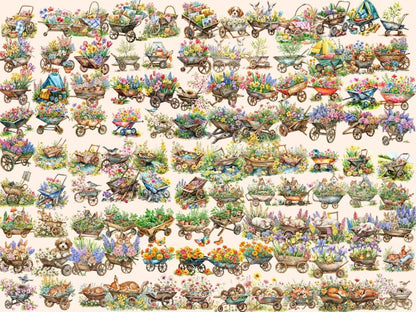 Spring Wheelbarrows Watercolor Clipart cute floral clipart - Wonders Artist