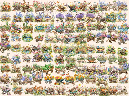 Spring Wheelbarrows Watercolor Clipart cute floral clipart - Wonders Artist