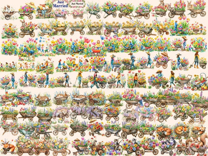 Spring Wheelbarrows Watercolor Clipart cute floral clipart - Wonders Artist